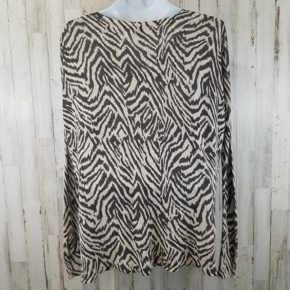 H&M Womens Sweater XS Brown Animal Print Oversized High Low Y2 - Picture 4 of 5